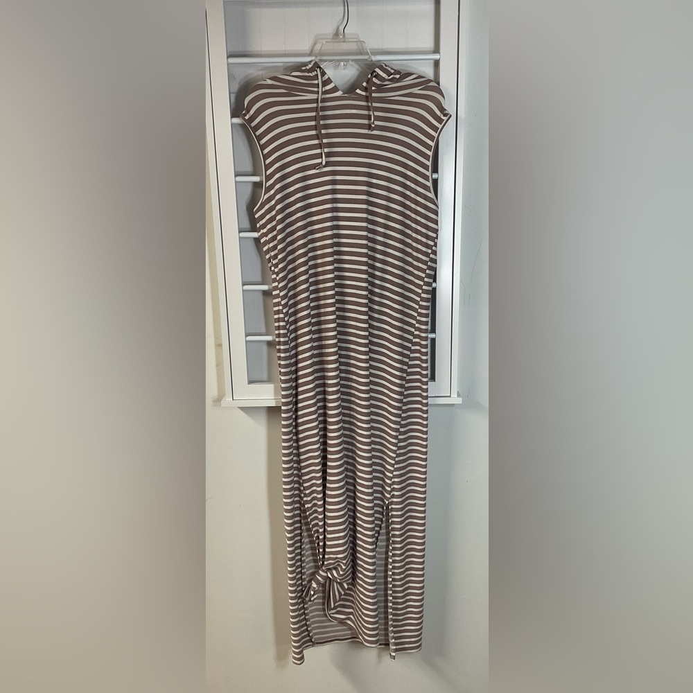Brown and white striped maxi